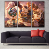 Cafe Cuties Rumble  lol 3 panels canvas wall decor