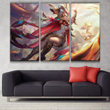 BRAVE PHOENIX XAYAH PRESTIGE EDITION league 3 panels canvas wall decoration poster