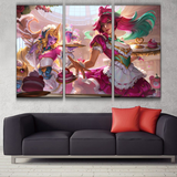 Cafe Cutie Soraka & Sivir league 3 panel canvas wall poster decoration