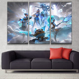 DWG Jhin, Leona, Twisted Fate, Nidalee, Kennen 3 panels canvas wall poster decor