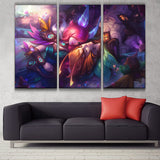 Elderwood Xayah & Rakan 3 panels canvas wall poster decoration