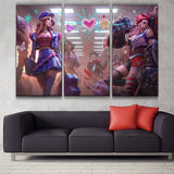 Heartache Vi and Heartthrob Caitlyn league 3 panels canvas wall decoration poster