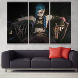 Jinx from Arcane Netflix TV Series league 3 panel canvas wall poster decoration
