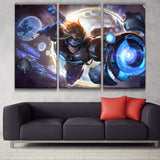 Pulsefire Ezreal league 3 panels canvas wall decoration poster