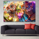Pool Party Sett and Braum league  3 panels canvas wall poster decoration