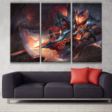Shan Hai Scrolls Jhin league 3 panel canvas wall poster decoration