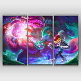 Space Groove Nunu & Willump league of legends 3 panels wall canvas poster decor
