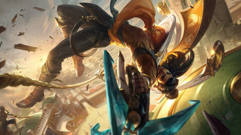 Akshan - league of legends 3 panels canvas - skin posters collection