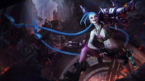 Jinx league of legends 3 panels canvas - skin wall decor poster collection