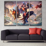 Immortal Journey Shyvana league 3 panels canvas wall paper decoration poster