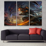 Inkshadow Master Yi league of legends 3 panels canvas wall decoration poster