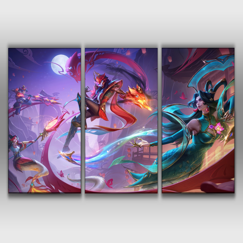 Mythmaker Jhin, Cassiopeia, Nami and Jarvan IV Poster