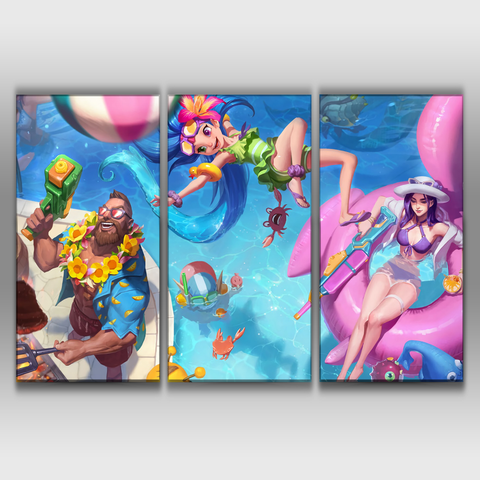 Pool Party Zoe, Caitlyn and Gangplank Poster