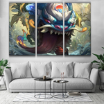 SHAN HAI SCROLLS TAHM KENCH league 3 panels canvas wall decoration poster