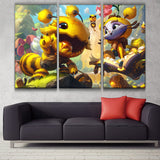 Bee'Maw And Yuubee league 3 panels canvas wall poster decoration 