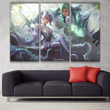 Crystal Rose Zyra and Swain league 3 panels canvas poster wall decoration