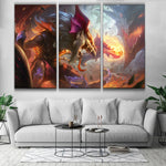 Dragonslayer Twitch league 3 panels canvas wall poster see online wall decoration