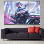K/DA All Out Akali league 3 panels canvas wall decoration poster