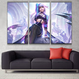 K/DA All Out Evelynn league 3 panels canvas wall poster decoration