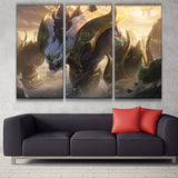 Lunar Guardian Kha'Zix  league 3 panels canvas wall poster decor