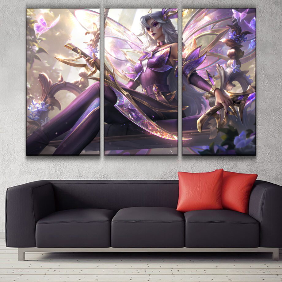 Prestige Faerie Court Katarina league of legends 3 panels canvas wall decoration poster