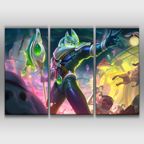 Space Groove Nasus league of legends 3 panels wall canvas poster decor
