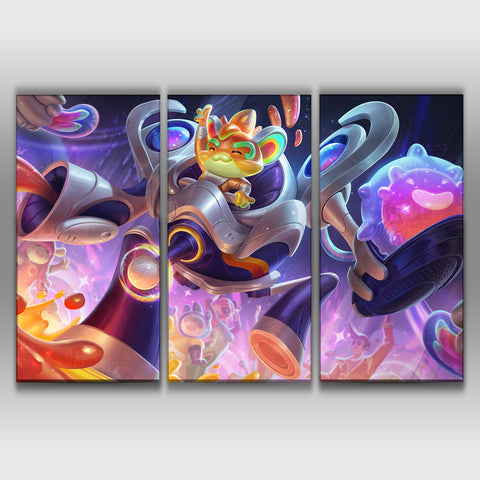 Space Groove Rumble league of legends 3 panels canvas wall decor poster