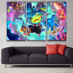 Space Groove Teemo league 3 panels wall decoration poster